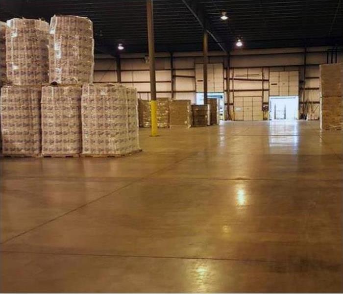 inventory dry, no water in clean looking warehouse